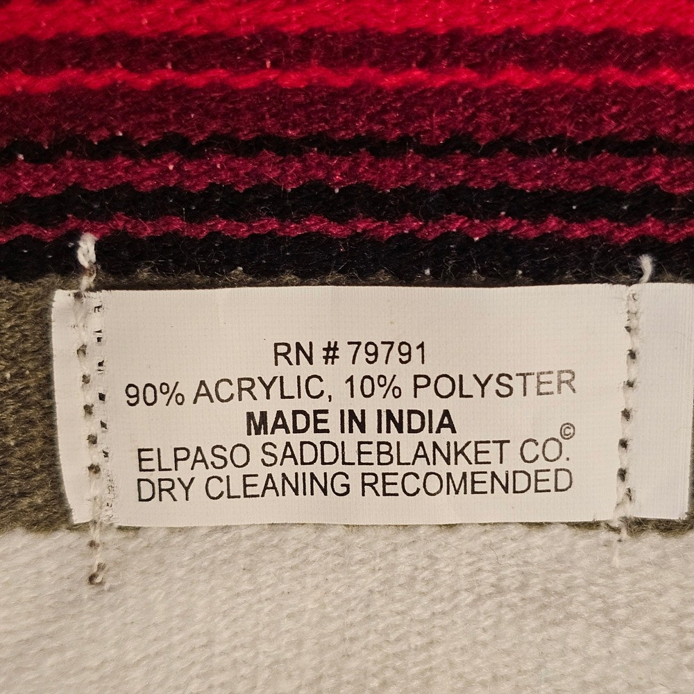 El Paso Saddleblanket Co Serape Stripe Woven Placemats Red Blue Olive 14x18 Set6 - Picture 4 of 8